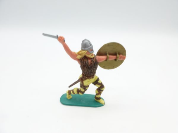 Timpo Toys Viking going forward with short sword, with fur waistcoat + helmet visor