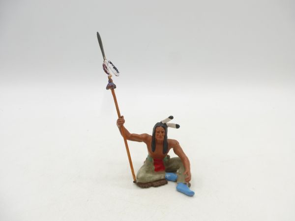 Elastolin 7 cm Indian sitting with spear, No. 6835