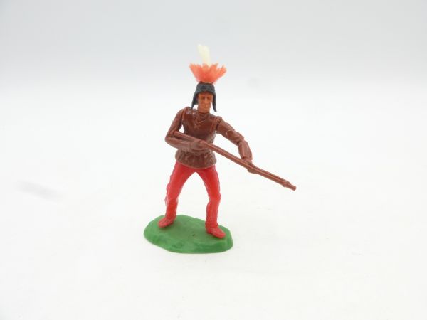 Elastolin 5,4 cm Irokese stehend schießend - seltener roter Kopfschmuck