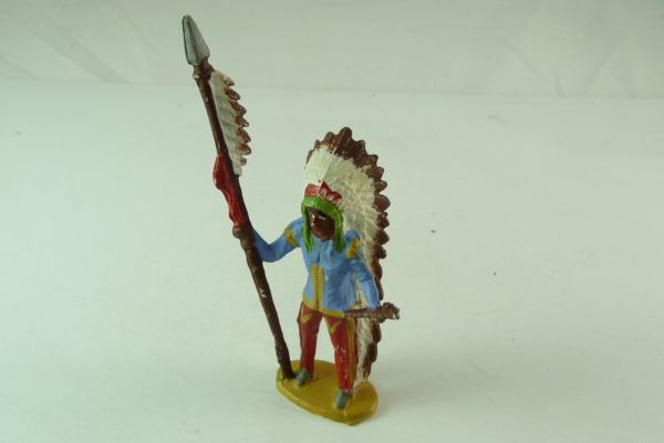 Merten Indian Chief with spear and long feather headdress, No. 280