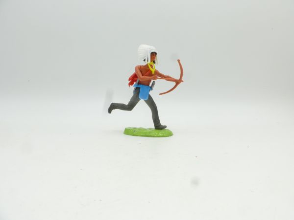 Elastolin 7 cm Indianer laufend mit Bogen - Metallsockel