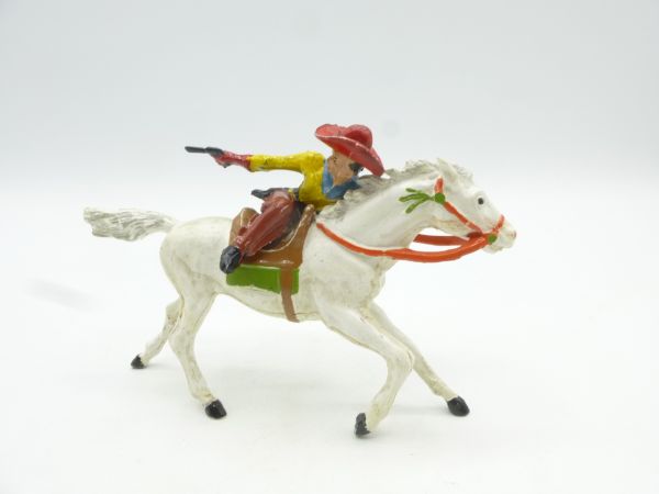 Merten Cowboy at side on horse, firing pistol - great figure