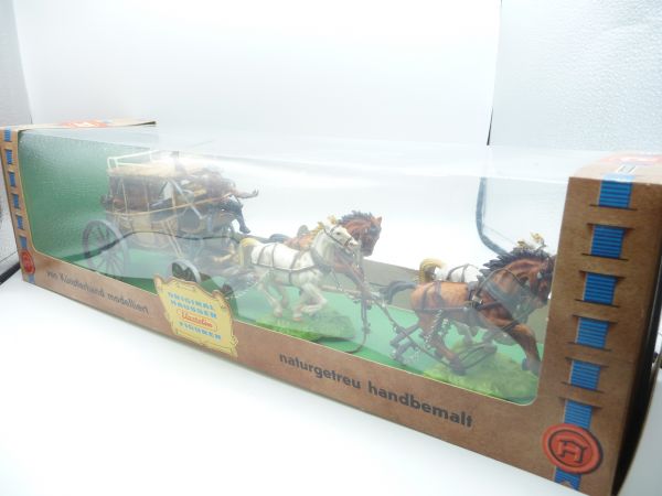 Elastolin 7 cm Four-horse stagecoach, No. 7714 - OVP, top condition, still attached
