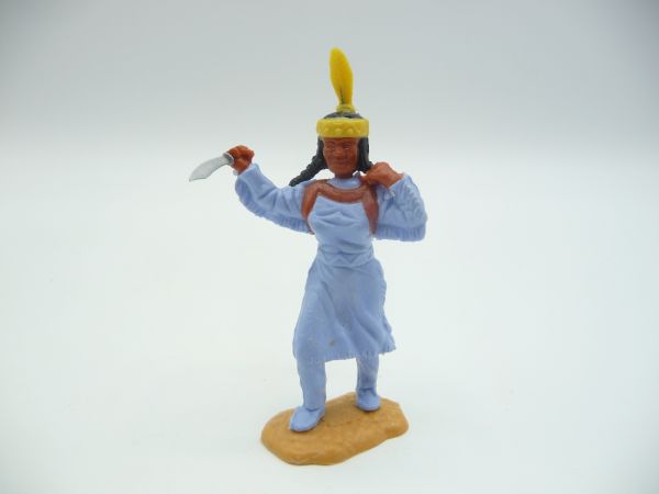 Timpo Toys Indian woman 3rd version with baby, knife raised -