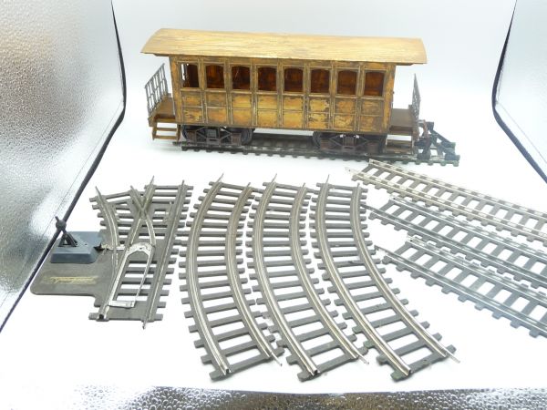 Elastolin 7 cm Rail set 8 pieces suitable for the Oldtimer train C.P. Huntington 1864