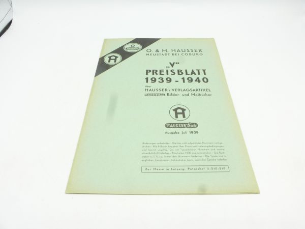 Elastolin Seltenes Preisblatt 1939-1940, Ausgabe Juli 1939, 6 Seiten