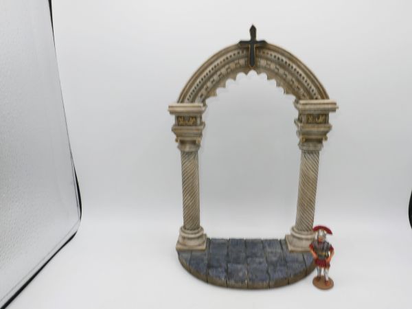 Entrance gate / archway with cross, total height approx. 27 cm