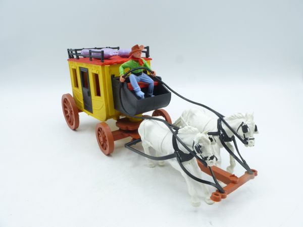 Timpo Toys Postkutsche mit Pferden der 1. Version - seltener Kutscher