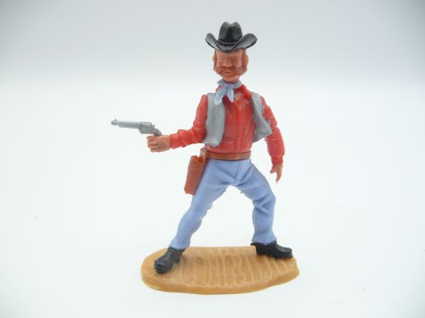 Timpo Toys Cowboy 4. Version, Pistole ziehend - toller Kopf, seltenes Unterteil