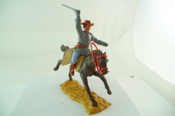 Timpo Toys Confederate Army soldier 3. version (big head), officer riding with sabre