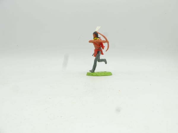 Elastolin 7 cm Indianer laufend mit Bogen - Metallsockel