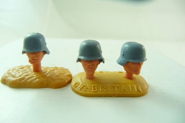 Timpo Toys 3 heads of German soldiers, large heads with fixed helmets