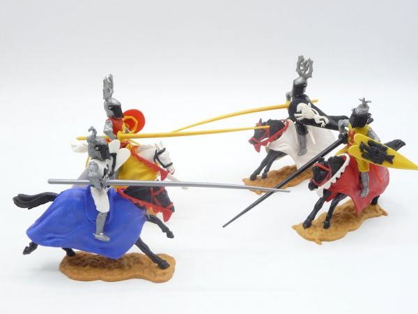 Timpo Toys 4 verschiedene Turnierritter / Visierritter (weiß, rot, schwarz, gelb)