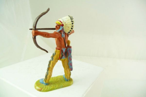 Elastolin 7 cm Indianer stehend mit Bogen, Nr. 6829, Bem. 2 - tolle Bemalung