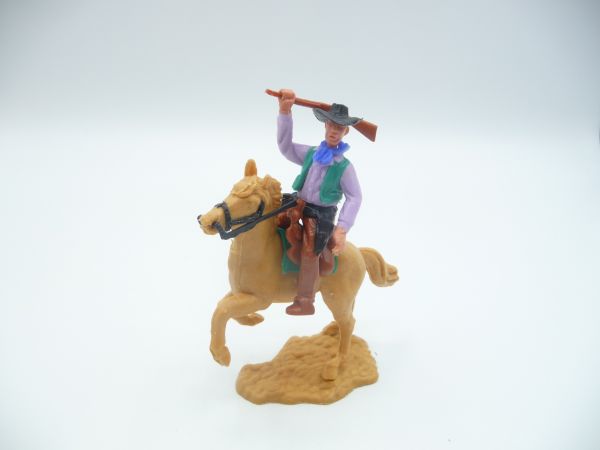 Timpo Toys Cowboy 2. Version reitend, Kolben schlagend - schönes Pferd