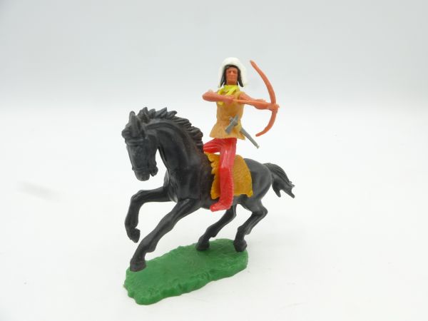 Elastolin 5,4 cm Indianer zu Pferd mit Bogen - Top-Zustand