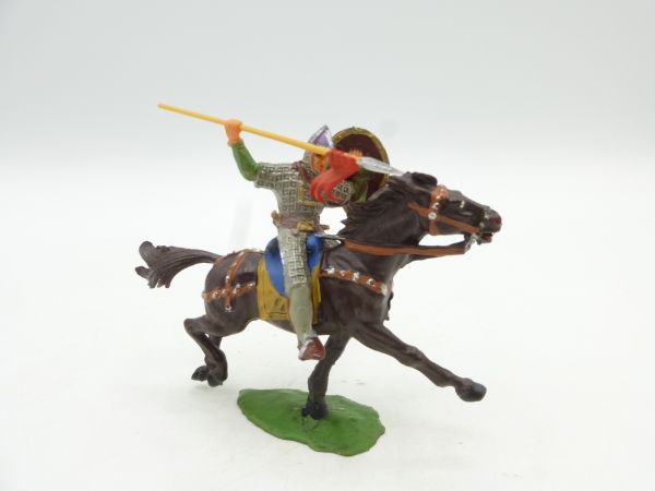 Elastolin 4 cm Norman on horseback thrusting with spear, No. 8872