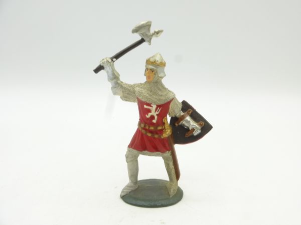 Knight with battle axe + shield, 7 cm size (similar to del Prado)
