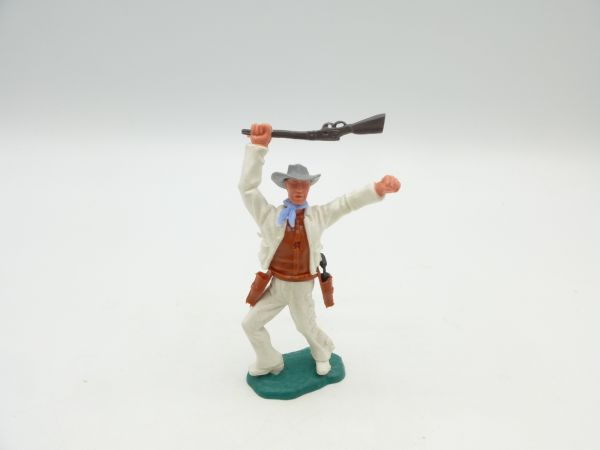 Timpo Toys Cowboy 2. Version, Gewehr über dem Kopf - tolle Farbkombi
