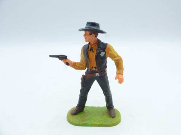 Elastolin 7 cm Sheriff with pistol No. 6985 black/yellow/orange