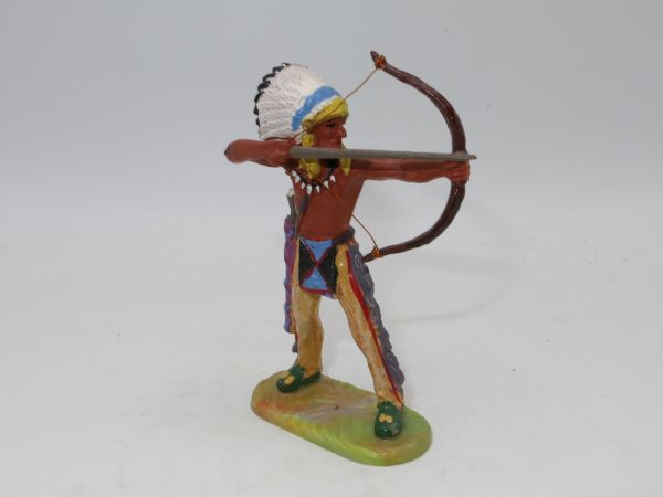 Elastolin 7 cm Indianer stehend mit Bogen, Nr. 6829 - tolle Bemalung