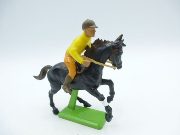 Britains Swoppets Jockey (yellow) on horse - with metal base