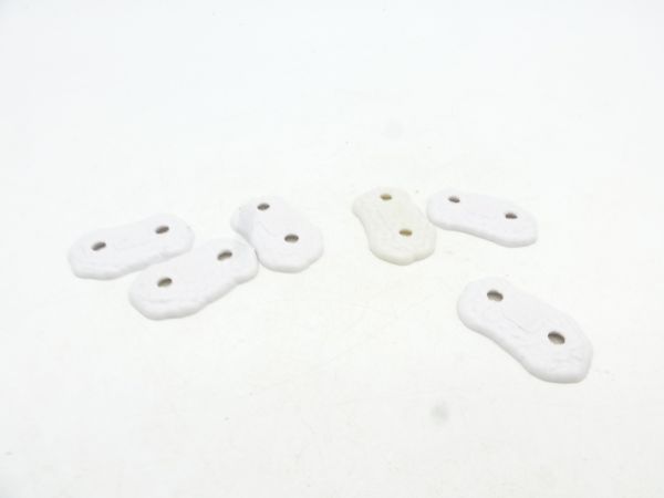 Timpo Toys 6 two-hole base plates for foot figures, white