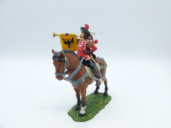 Elastolin 7 cm Fanfare player on standing horse, No. 9073 - very good condition