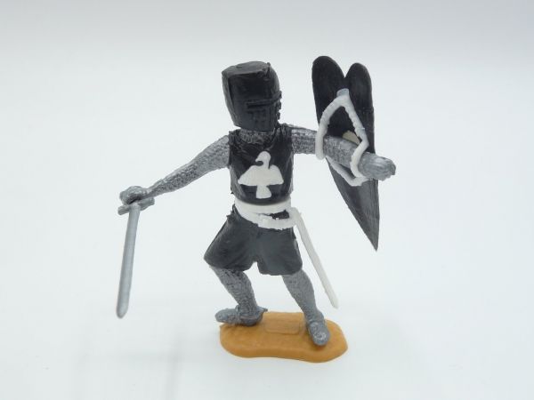 Timpo Toys Medieval knight standing with sword, black and white