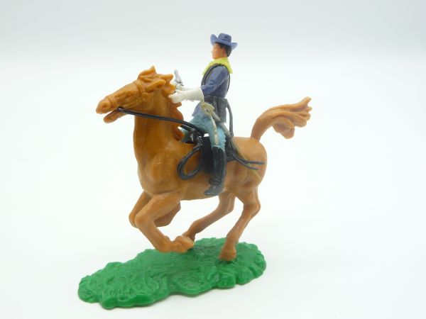 Elastolin 5,4 cm Union Army soldier riding with pistol + sabre - rare horse