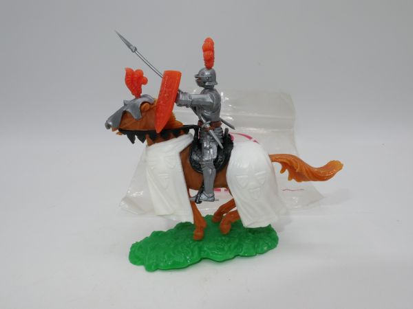 Elastolin 5,4 cm Knight on horseback with lance - original bag