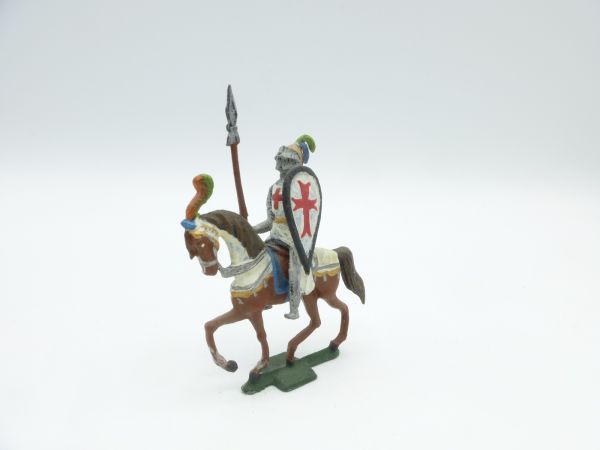 Crusader on horseback, lance high (height 7,5 cm) - great painting
