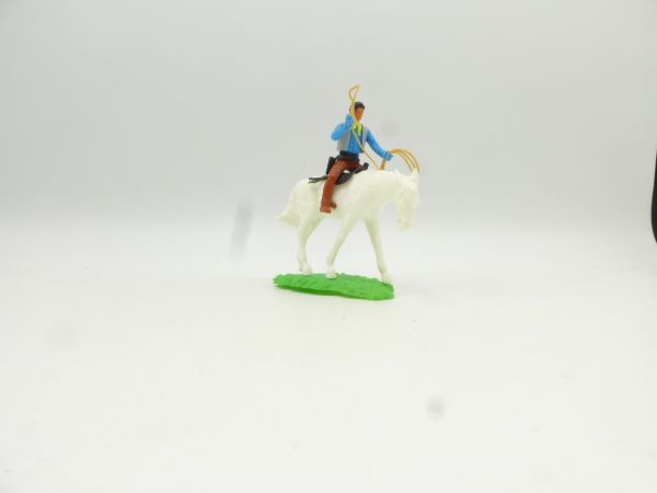 Elastolin 5,4 cm Cowboy riding with lasso - great rare horse