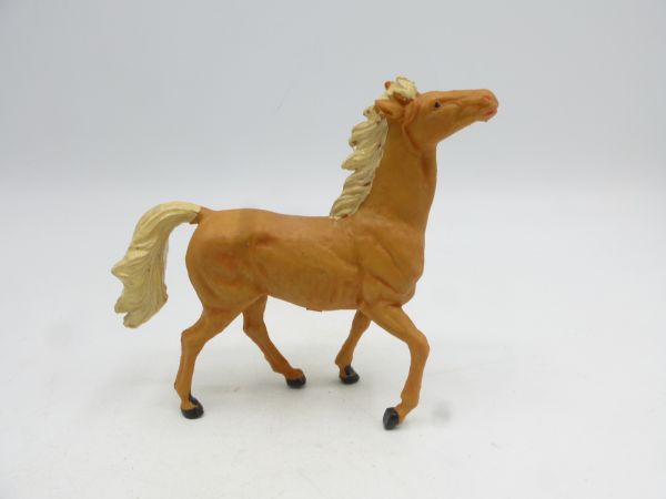 Elastolin soft plastic Horse trotting, light brown (blond mane + tail)