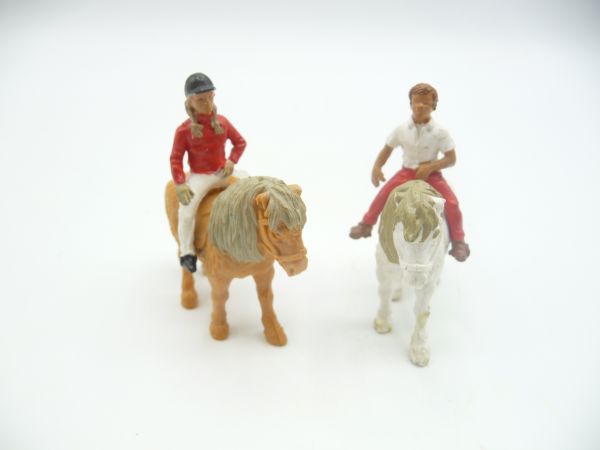 Britains Swoppets Girl + boy riding on a pony