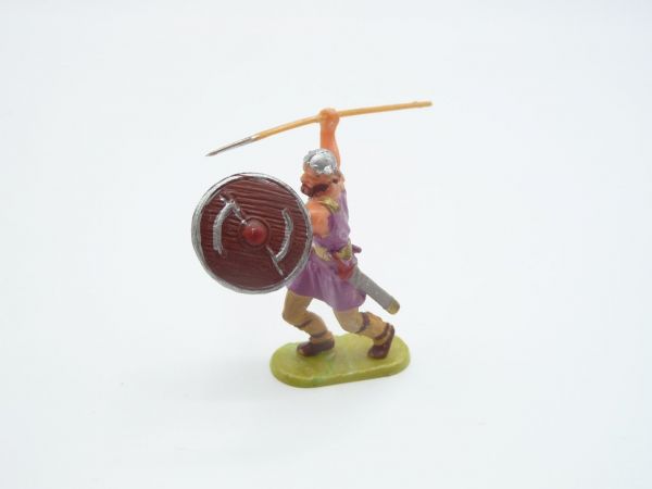 Elastolin 4 cm Viking attacking with spear, No. 8508 - with original price tag