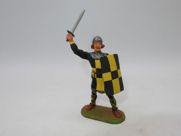 Normanne mit Schwert ausholend + Schild - gut passend zu 7 cm Serien