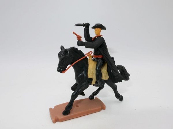Plasty Cowboy outlaw with knife + pistol on horseback - great long coat
