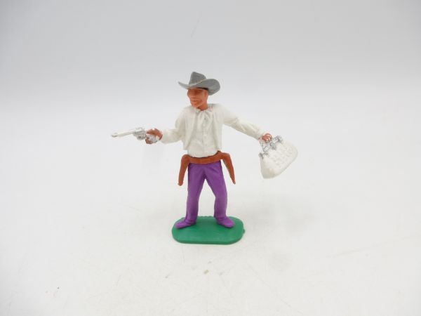 Timpo Toys Cowboy 1. Version, weiß mit Geldtasche + Pistole