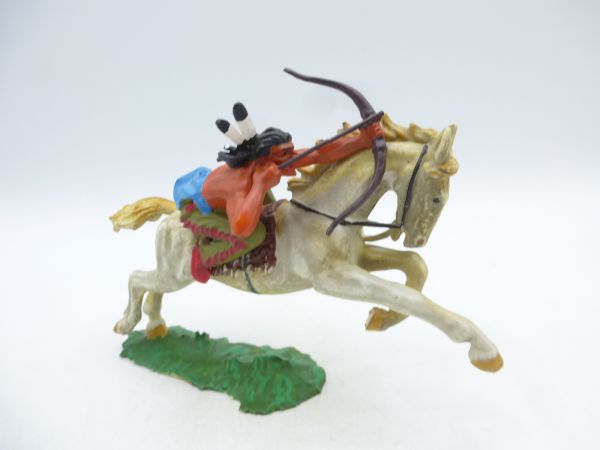 Elastolin 7 cm Indianer seitlich am Pferd, Nr. 6847 - Zustand siehe Fotos