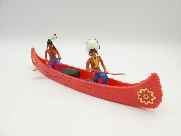 Plasty Indian canoe with 2 Indians + cargo