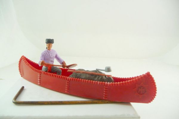 Timpo Toys Canoe (red) with trapper + cargo