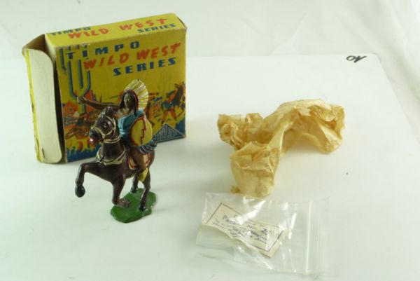 Timpo Toys Indianer reitend aus Metall + Original Box - sehr guter Zustand