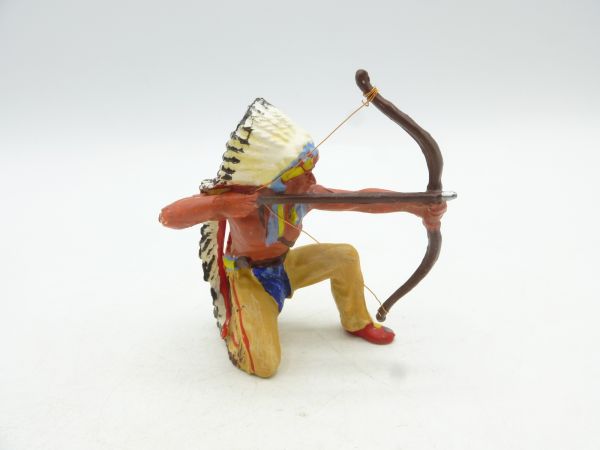 Elastolin 7 cm Indianer kniend mit Bogen, Nr. 6830 Bem. 2 - unbespielt