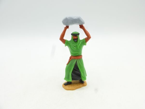 Timpo Toys Arab standing, throwing stone, green, inner trousers black