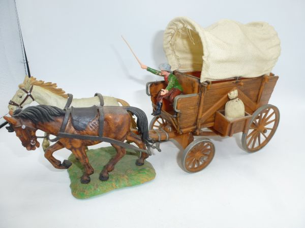 Elastolin 7 cm Covered wagon with coachman, No. 7703