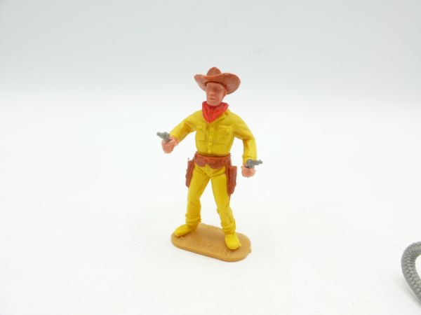 Timpo Toys Cowboy stehend, 2 Pistolen schießend - schöne Kombi