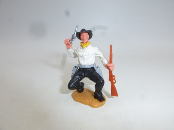 Timpo Toys Cowboy 2. Version hockend mit Gewehr + Pistole