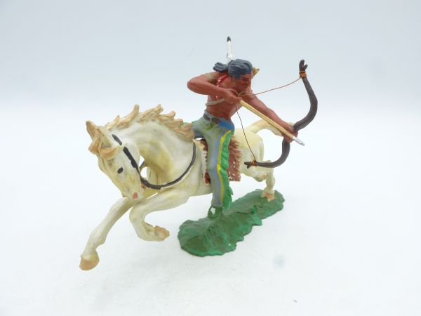 Elastolin 7 cm Indianer zu Pferd, Bogen seitlich, Nr. 6850 - tolle Figur