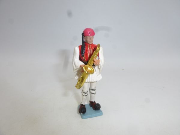 Aohna Greek Evzone music corps soldier with saxophone